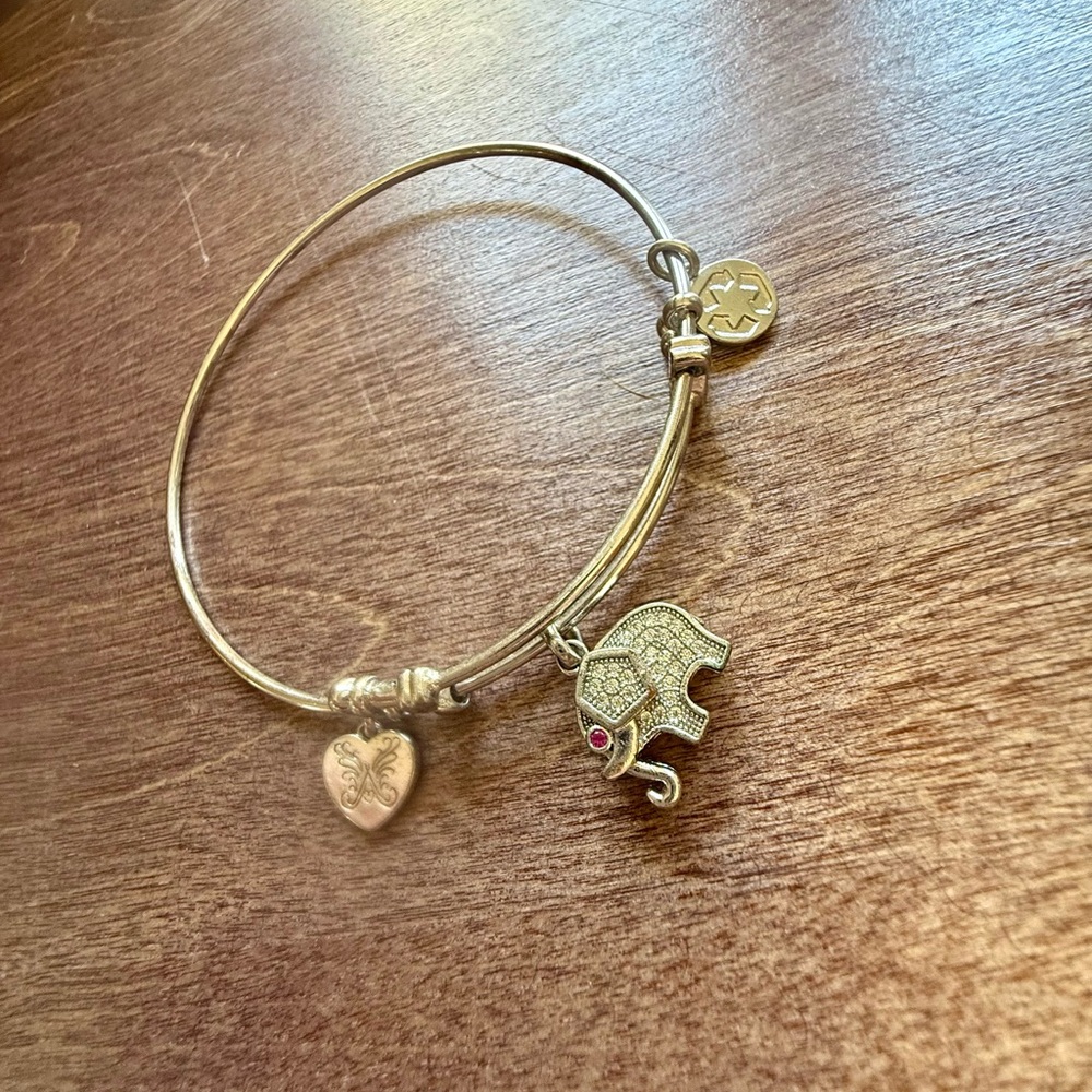 Silver Elephant Charm Bangle Bracelet